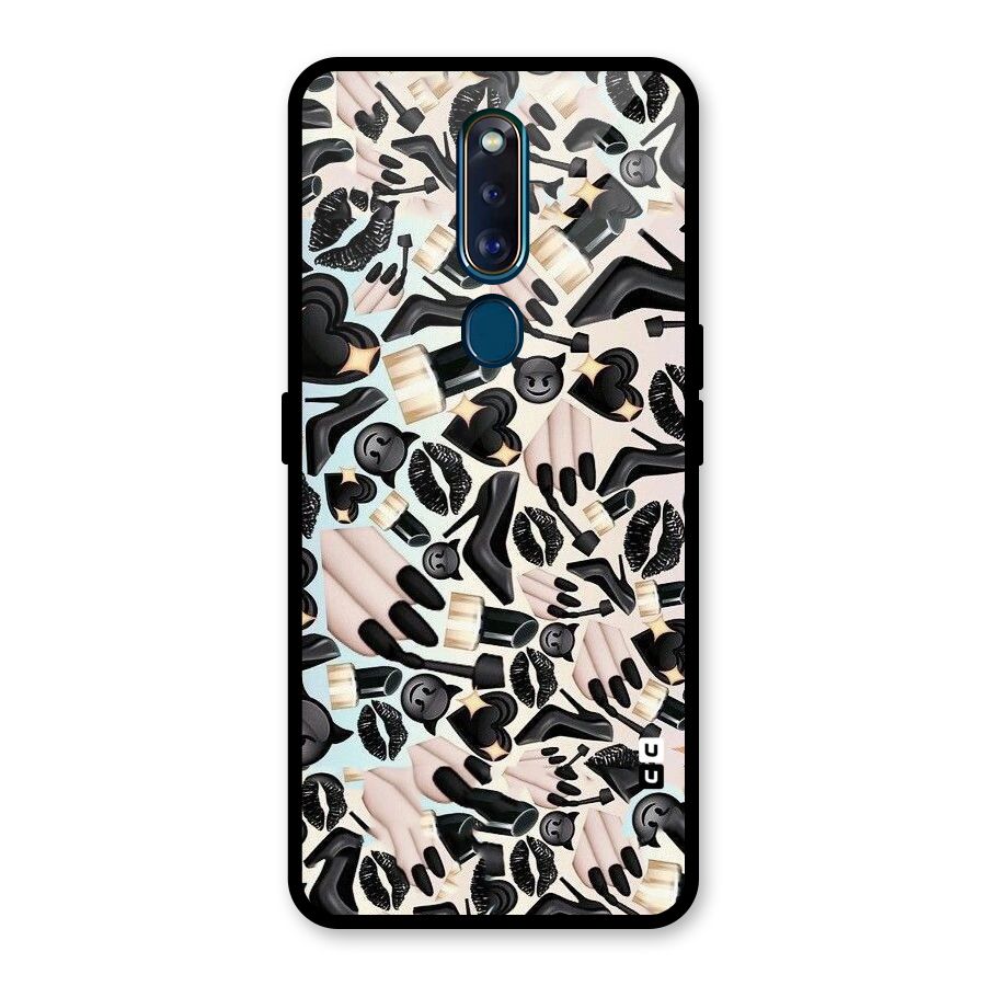 All Black Love Glass Back Case for Oppo F11 Pro