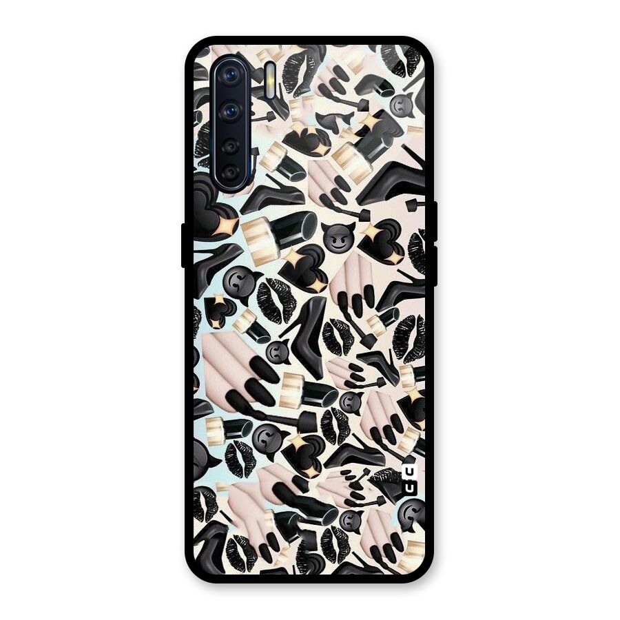 All Black Love Glass Back Case for Oppo F15