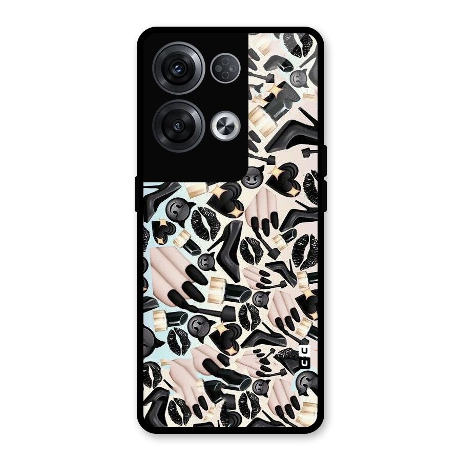 All Black Love Glass Back Case for Oppo Reno8 Pro 5G