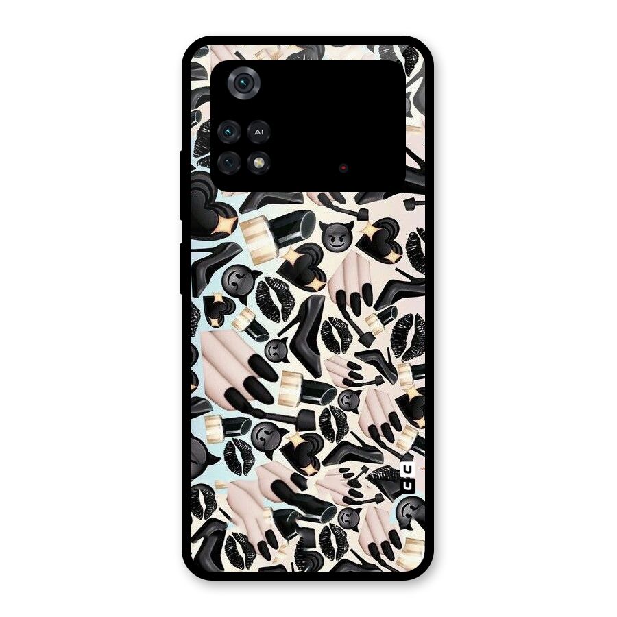 All Black Love Glass Back Case for Poco M4 Pro 4G