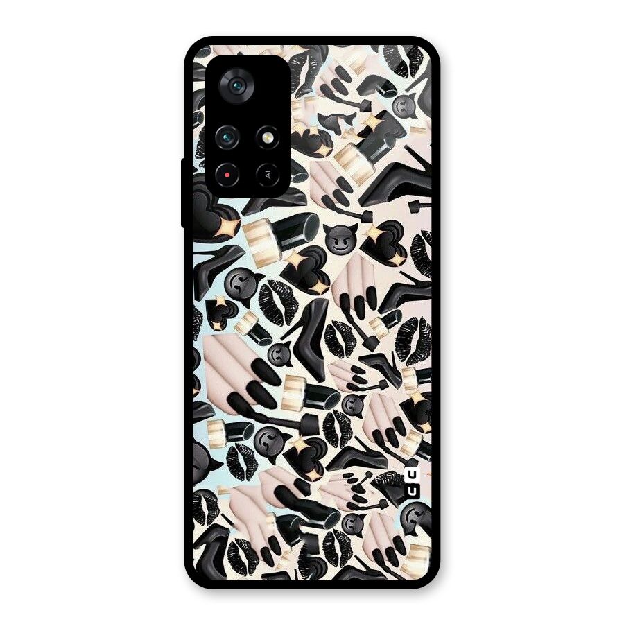 All Black Love Glass Back Case for Poco M4 Pro 5G
