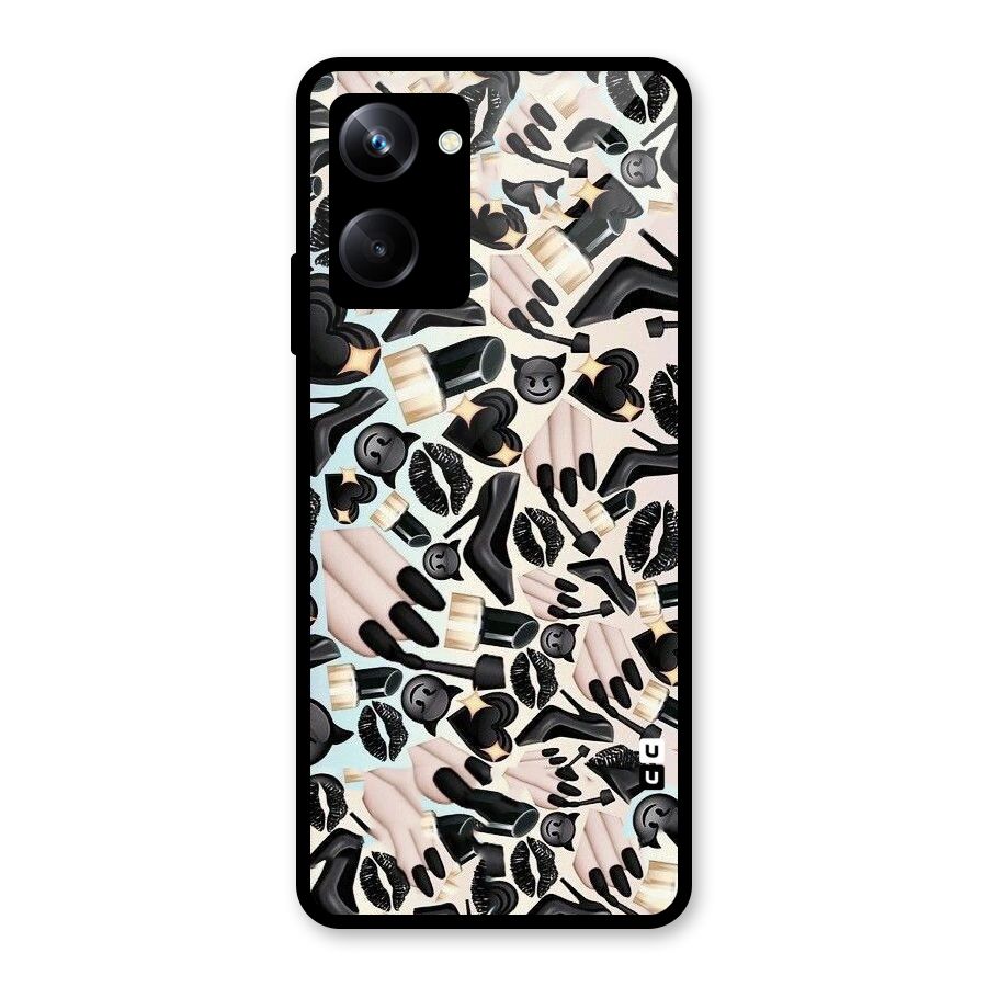 All Black Love Glass Back Case for Realme 10 Pro