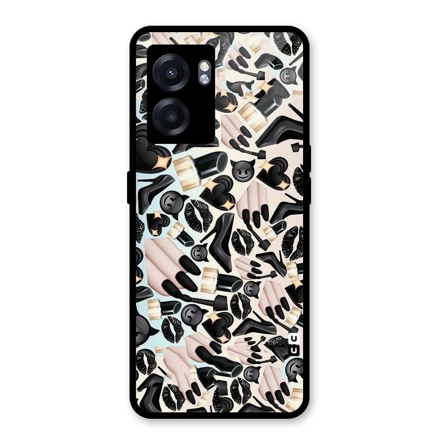 All Black Love Glass Back Case for Realme Narzo 50 5G