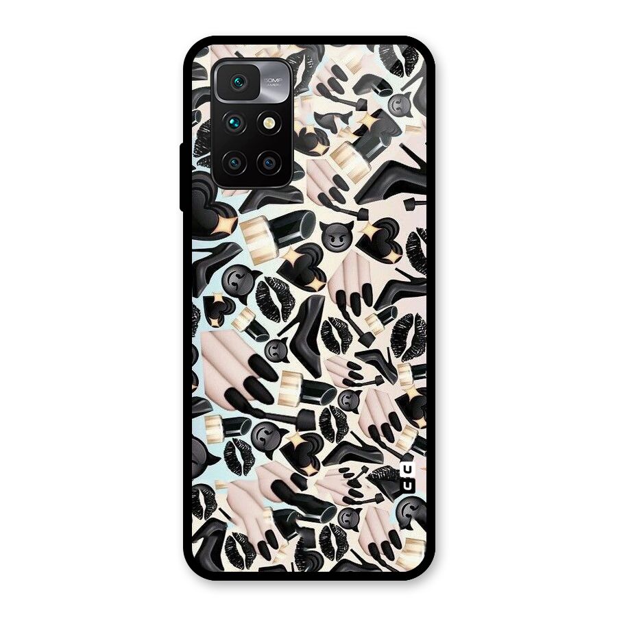 All Black Love Glass Back Case for Redmi 10 Prime