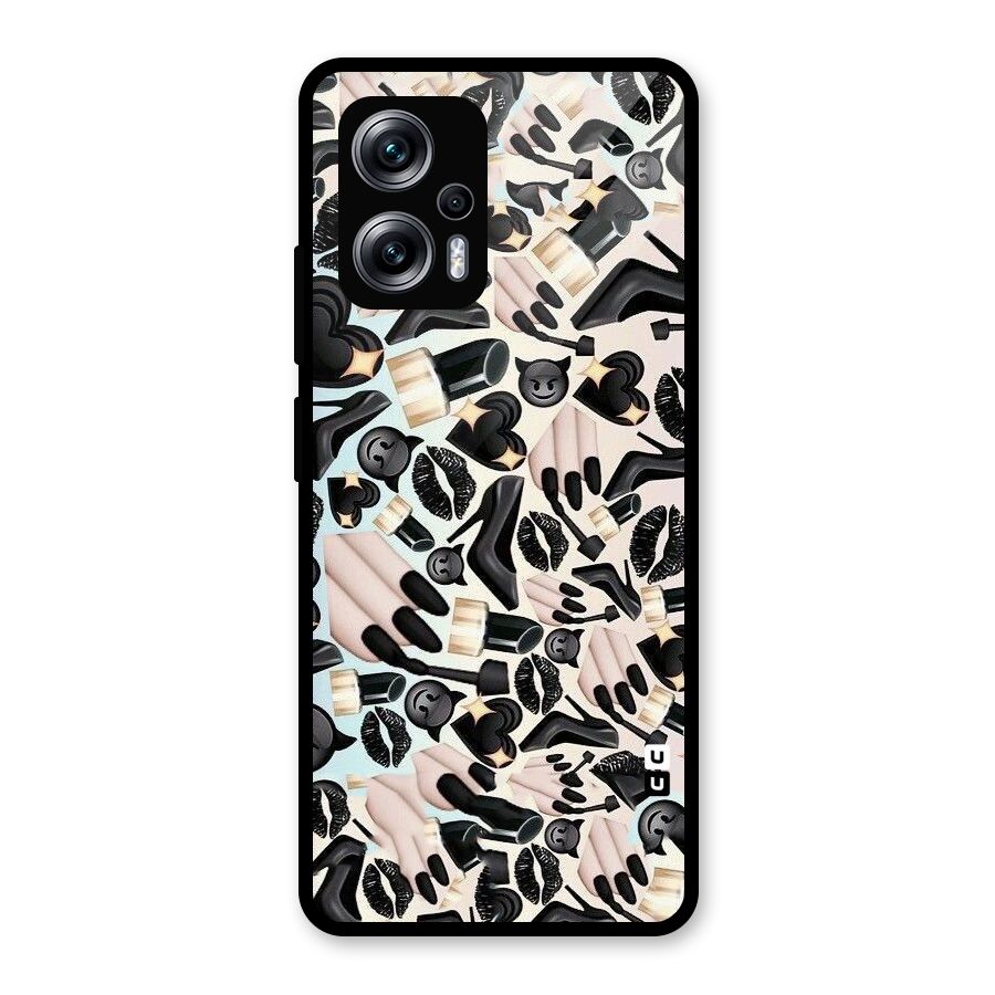 All Black Love Glass Back Case for Redmi K50i