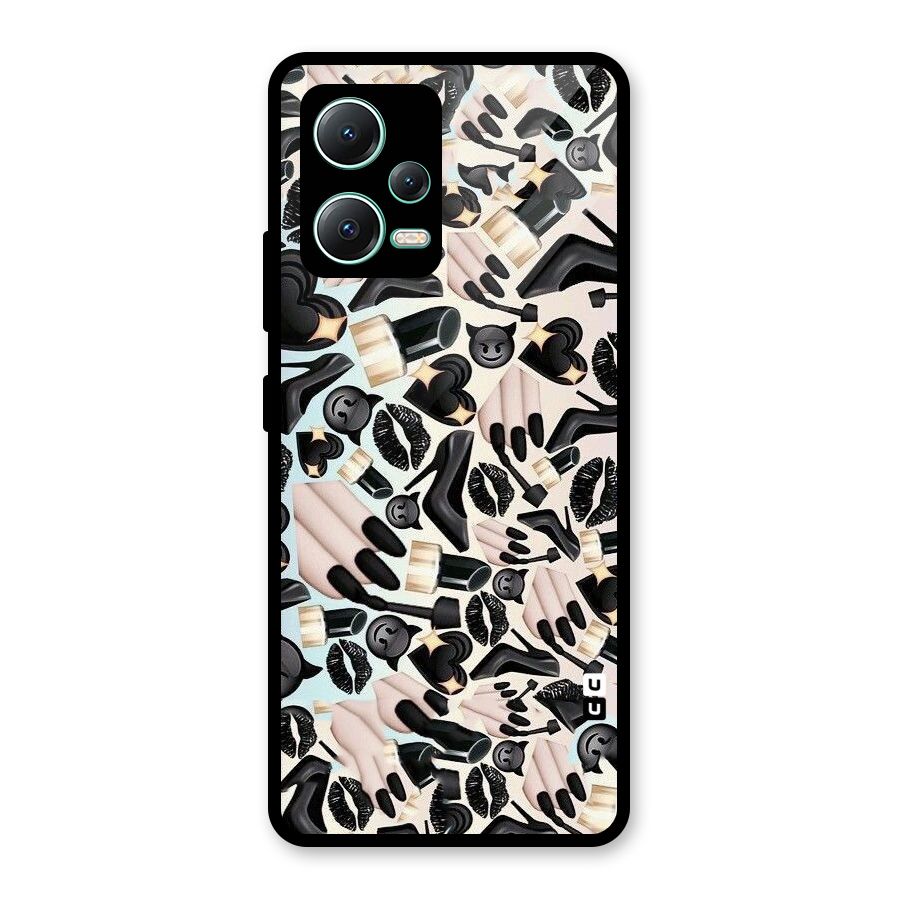 All Black Love Glass Back Case for Redmi Note 12 5G