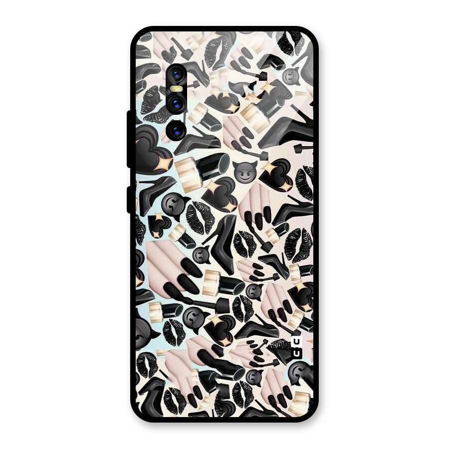 All Black Love Glass Back Case for Vivo V15 Pro