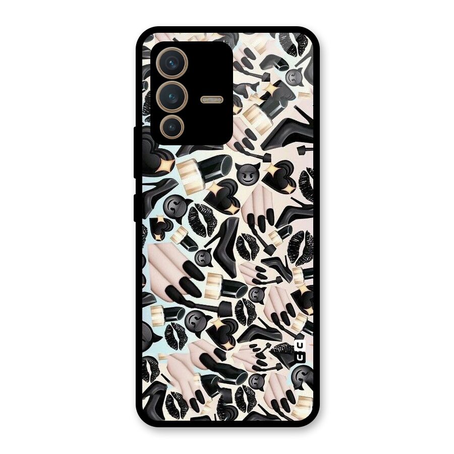 All Black Love Glass Back Case for Vivo V23 5G