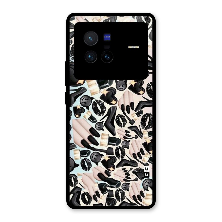 All Black Love Glass Back Case for Vivo X80