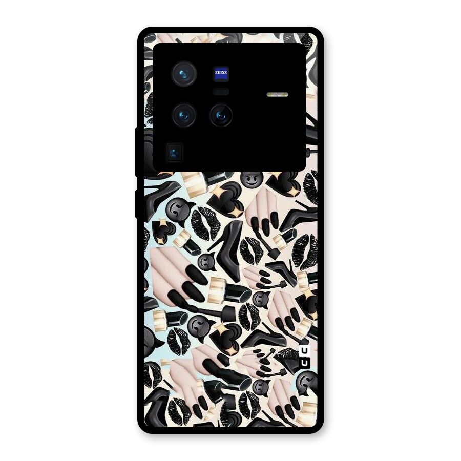 All Black Love Glass Back Case for Vivo X80 Pro