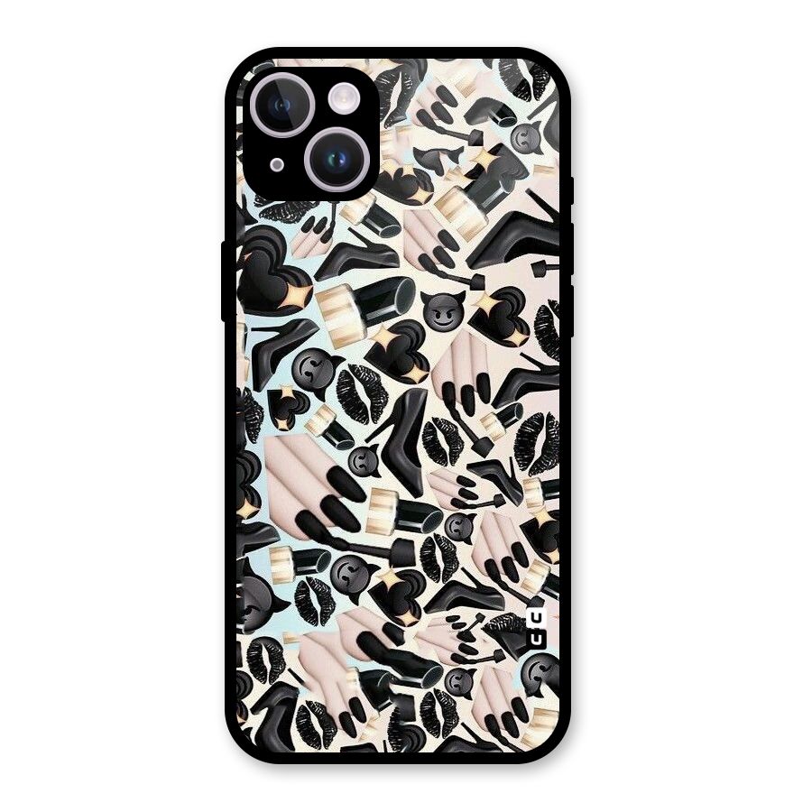 All Black Love Glass Back Case for iPhone 14 Plus