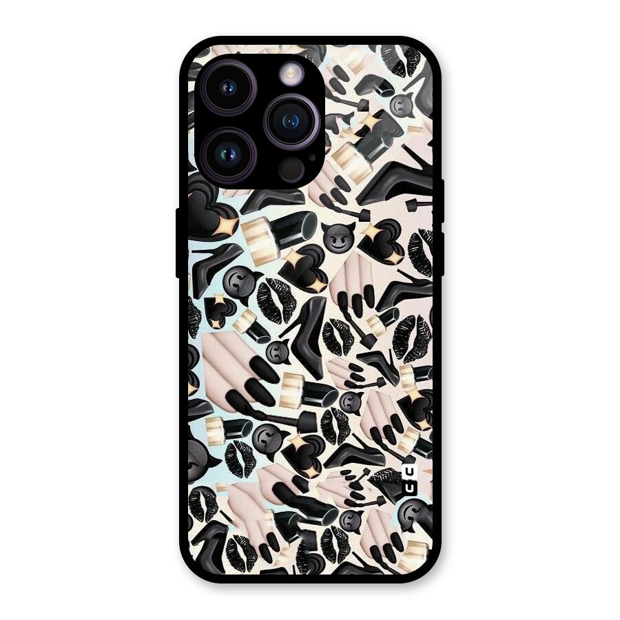 All Black Love Glass Back Case for iPhone 14 Pro Max