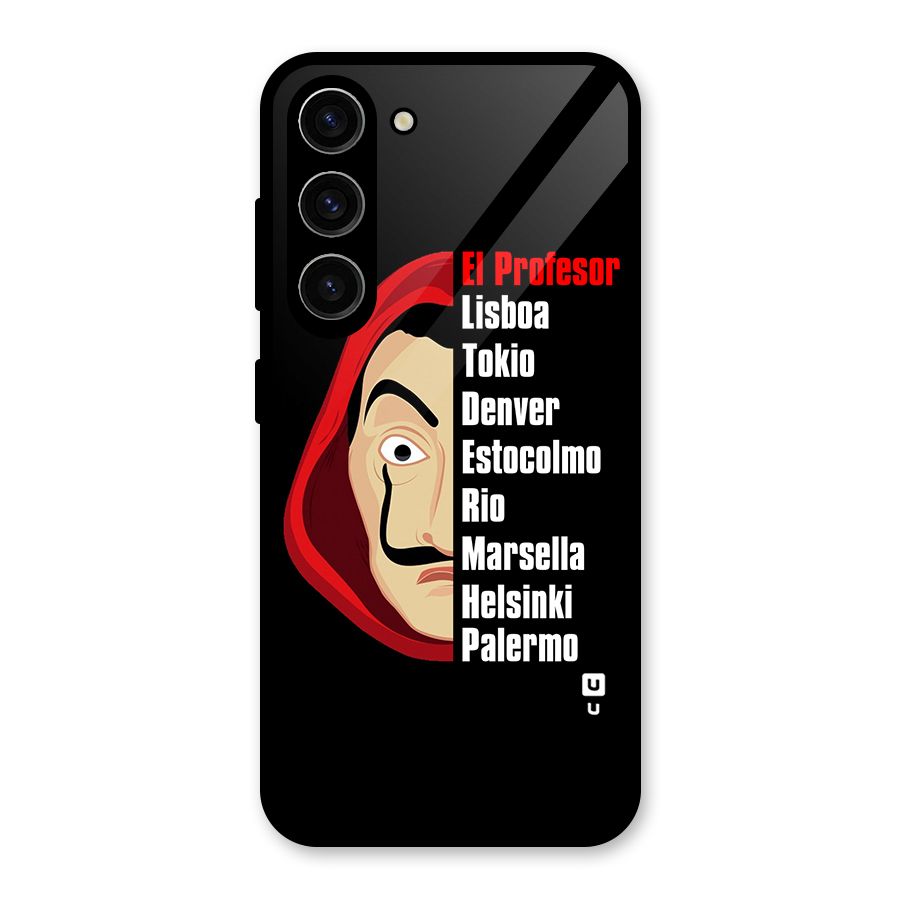 All Members Money Heist Glass Back Case for Galaxy S23