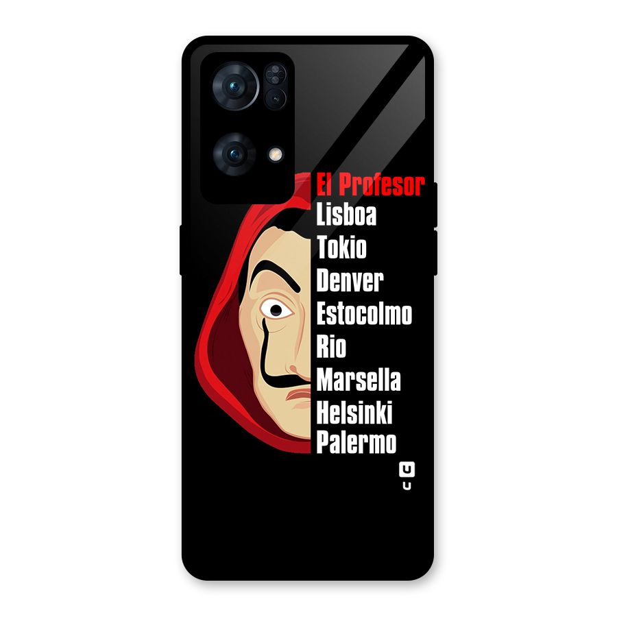 All Members Money Heist Glass Back Case for Oppo Reno7 Pro 5G