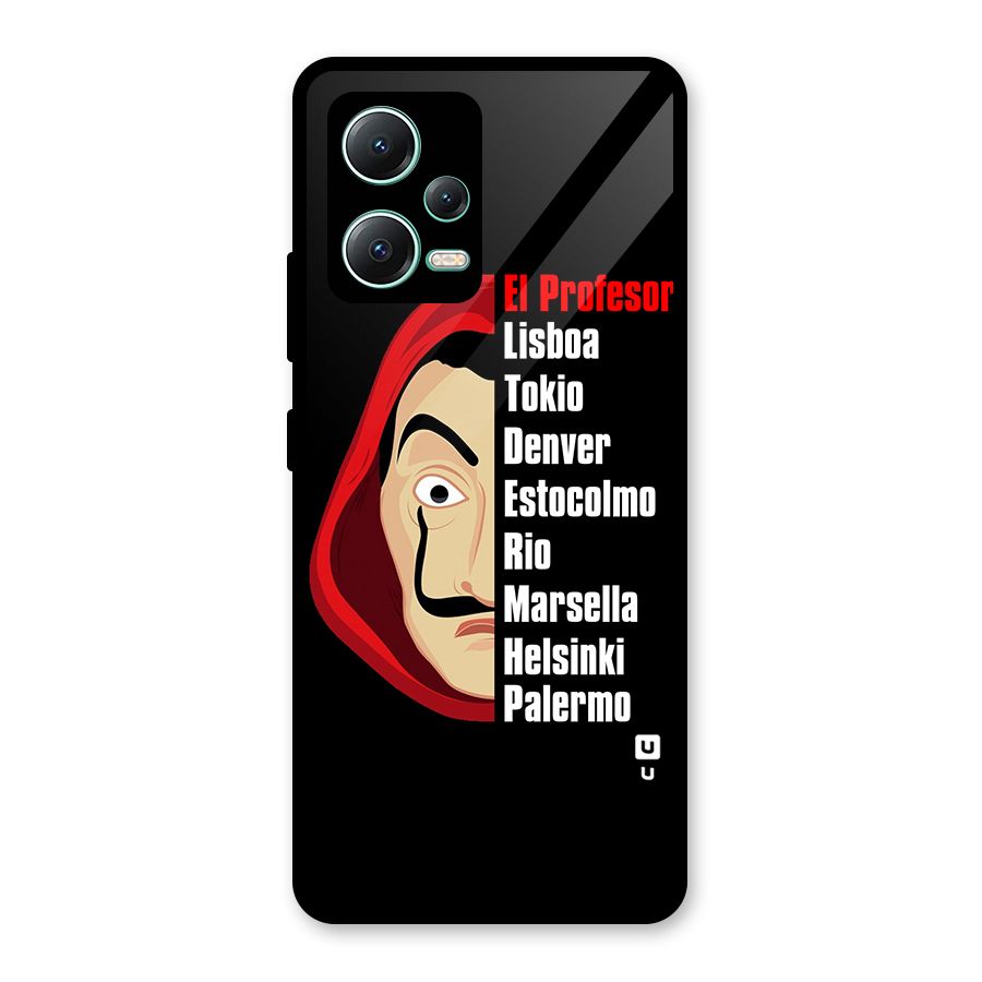 All Members Money Heist Glass Back Case for Redmi Note 12 5G