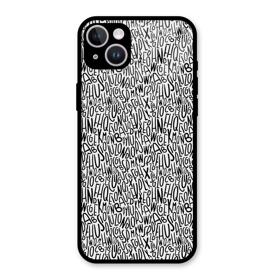 Alphabet Seamless Abstract Glass Back Case for iPhone 14 Plus