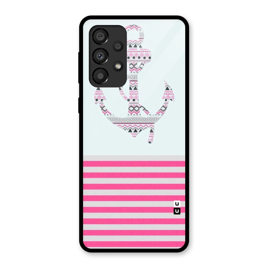 Anchor Design Stripes Glass Back Case for Galaxy A33 5G