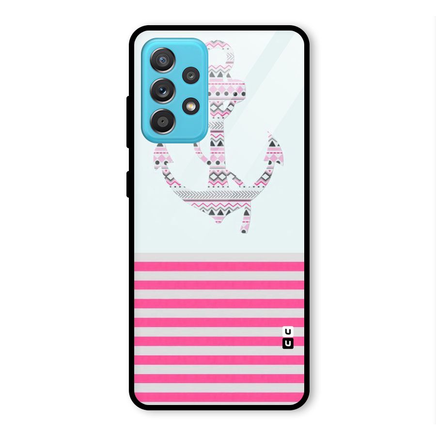 Anchor Design Stripes Glass Back Case for Galaxy A52s 5G