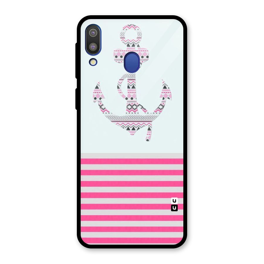 Anchor Design Stripes Glass Back Case for Galaxy M20