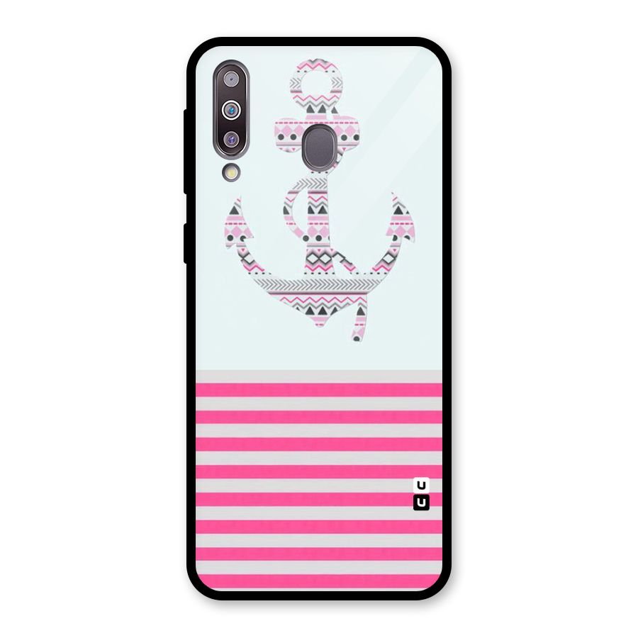 Anchor Design Stripes Glass Back Case for Galaxy M30