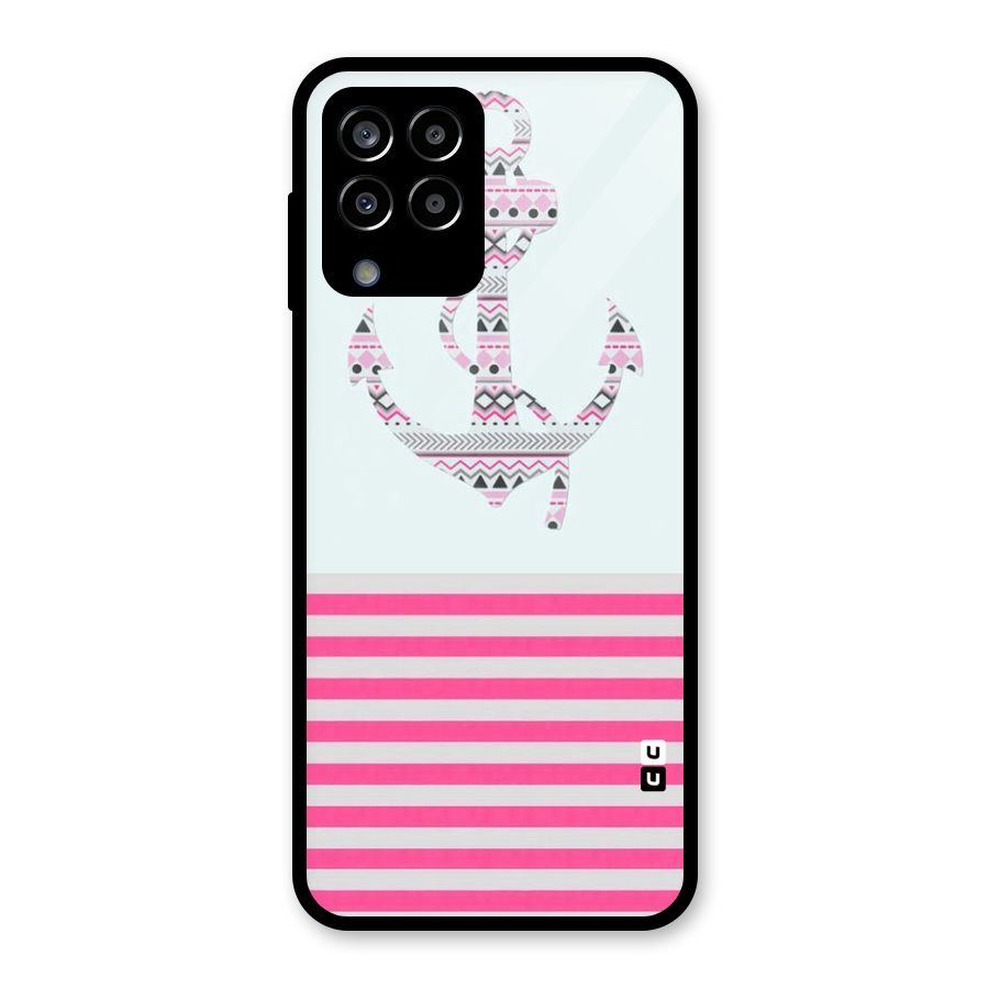 Anchor Design Stripes Glass Back Case for Galaxy M33