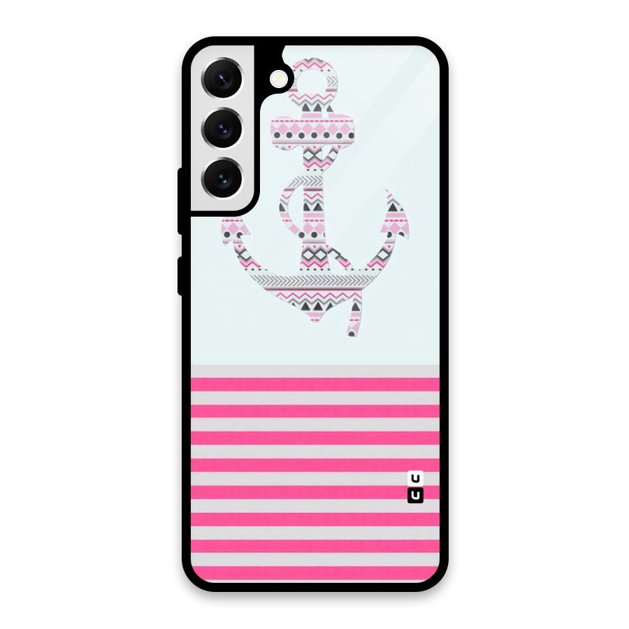 Anchor Design Stripes Glass Back Case for Galaxy S22 Plus 5G