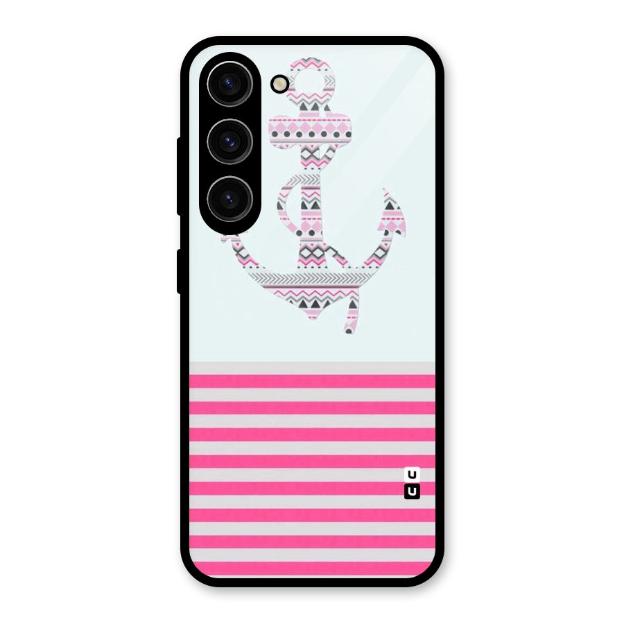 Anchor Design Stripes Glass Back Case for Galaxy S23
