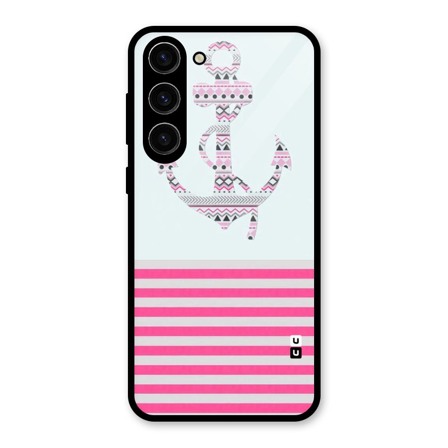 Anchor Design Stripes Glass Back Case for Galaxy S23 Plus