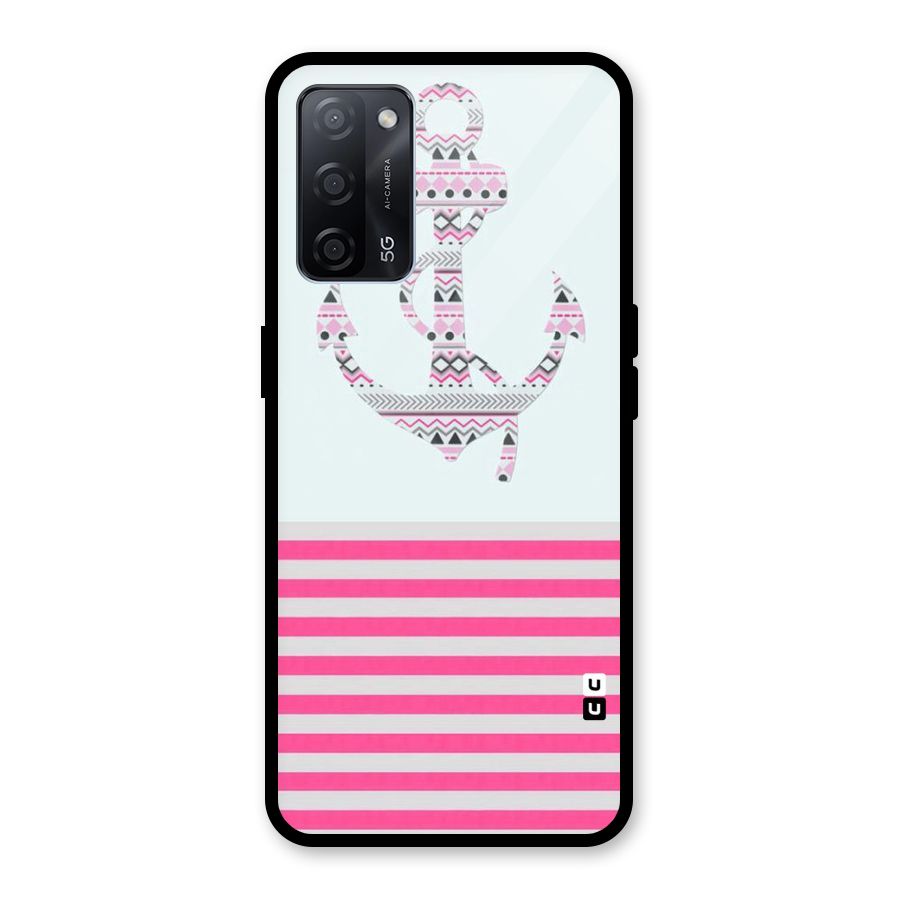 Anchor Design Stripes Glass Back Case for Oppo A53s 5G