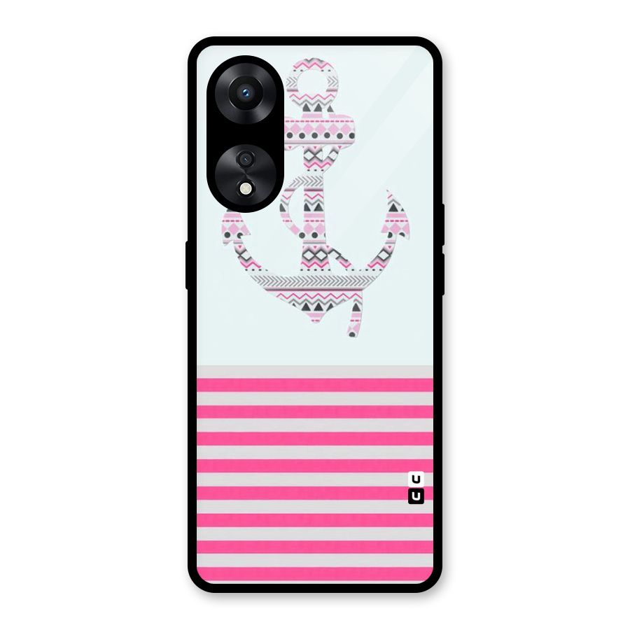 Anchor Design Stripes Glass Back Case for Oppo A78