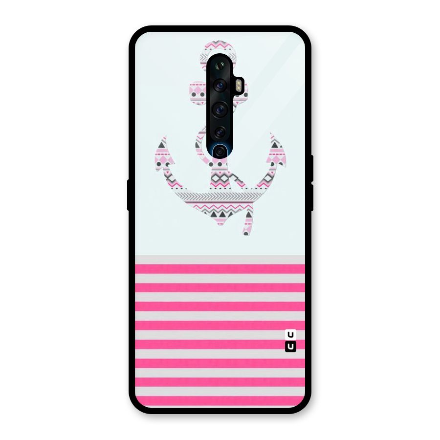 Anchor Design Stripes Glass Back Case for Oppo Reno2 F