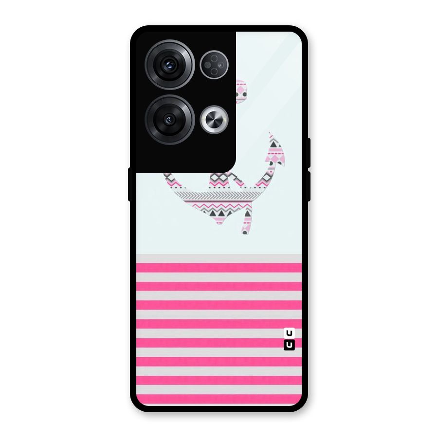 Anchor Design Stripes Glass Back Case for Oppo Reno8 Pro 5G