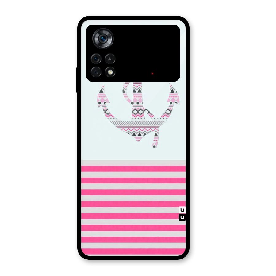 Anchor Design Stripes Glass Back Case for Poco X4 Pro 5G