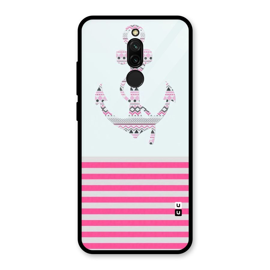 Anchor Design Stripes Glass Back Case for Redmi 8