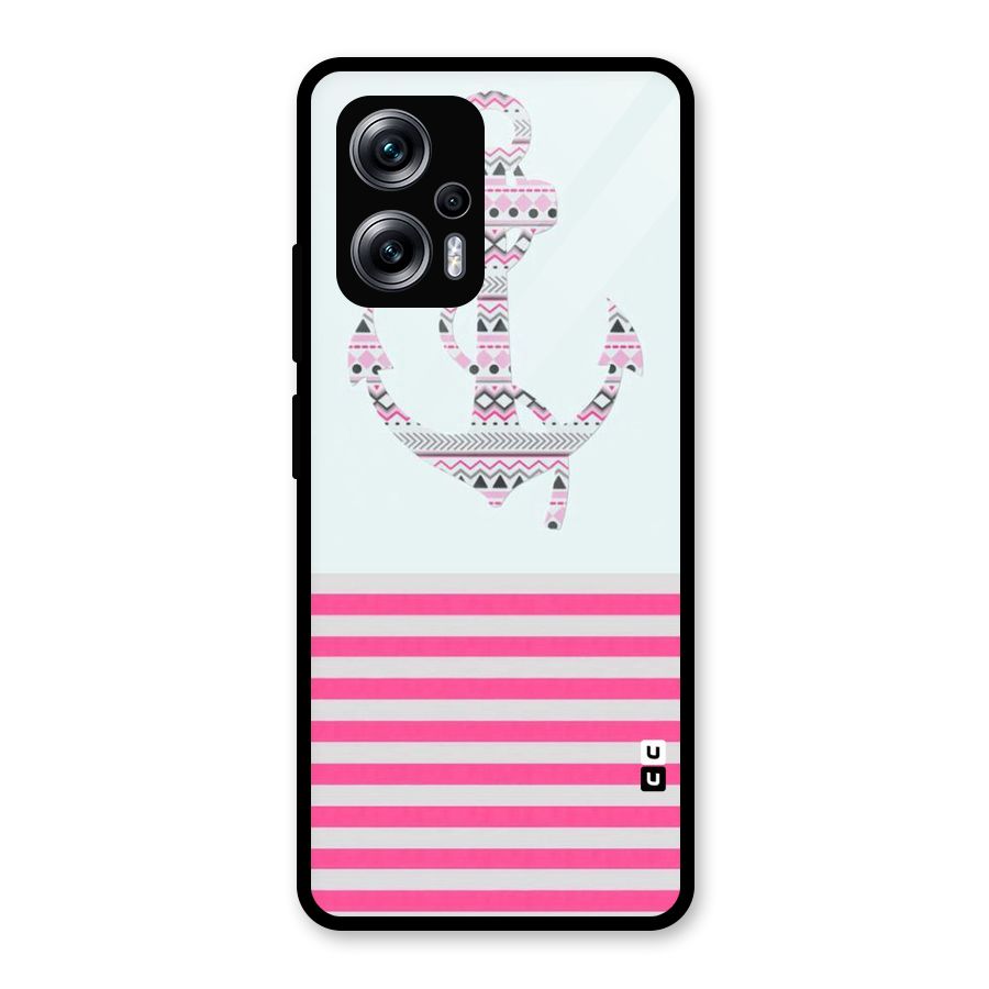 Anchor Design Stripes Glass Back Case for Redmi K50i
