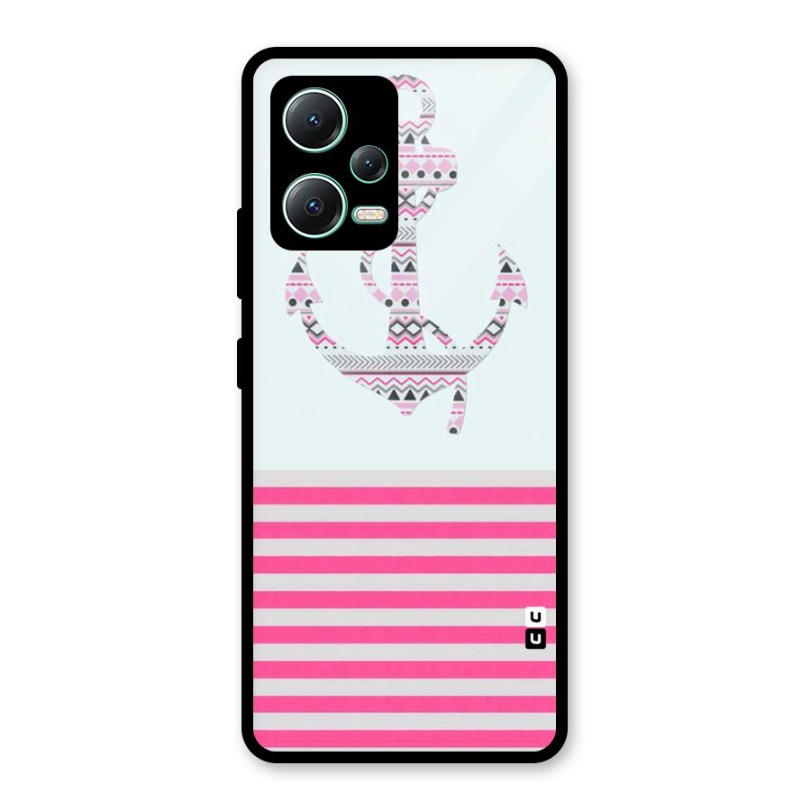 Anchor Design Stripes Glass Back Case for Redmi Note 12 5G