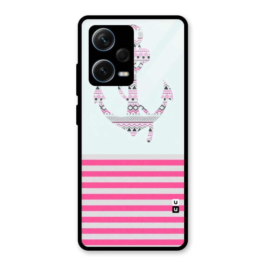 Anchor Design Stripes Glass Back Case for Redmi Note 12 Pro Plus 5G