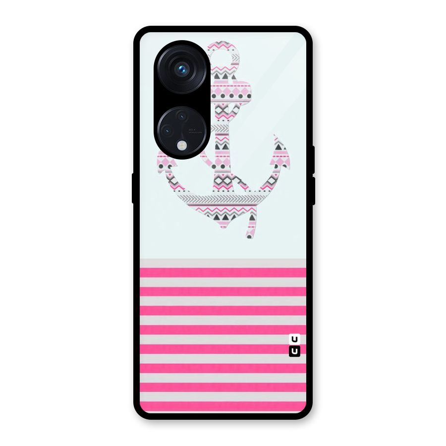 Anchor Design Stripes Glass Back Case for Reno8 T 5G