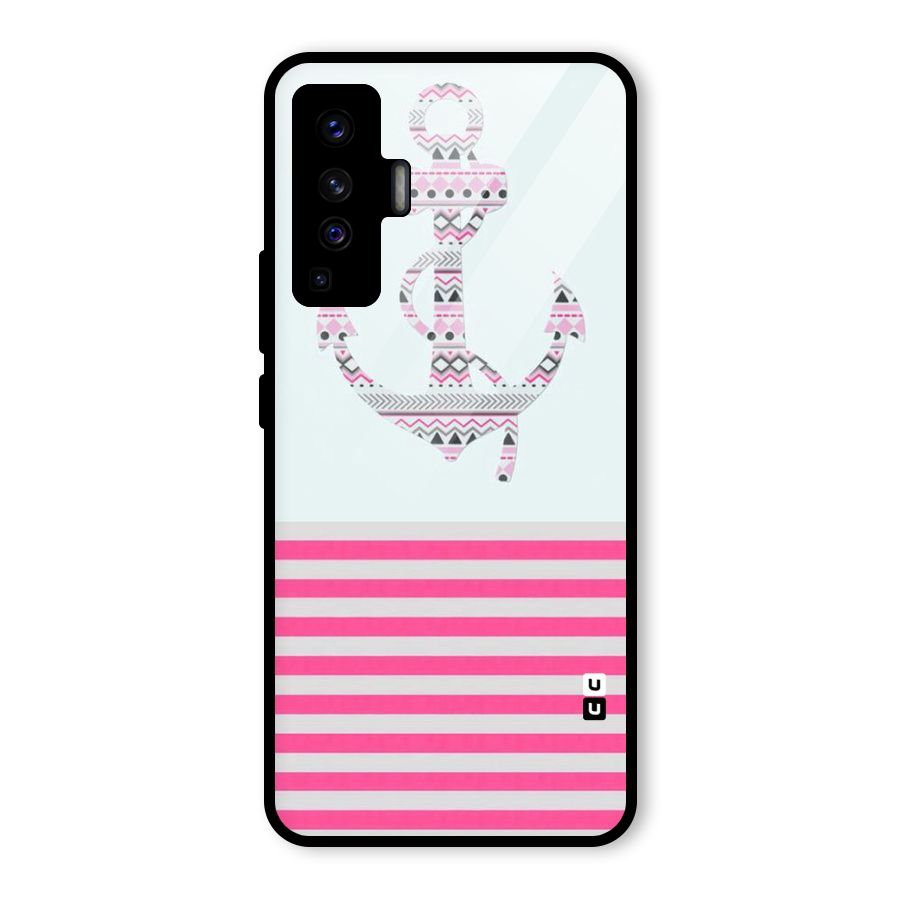 Anchor Design Stripes Glass Back Case for Vivo X50