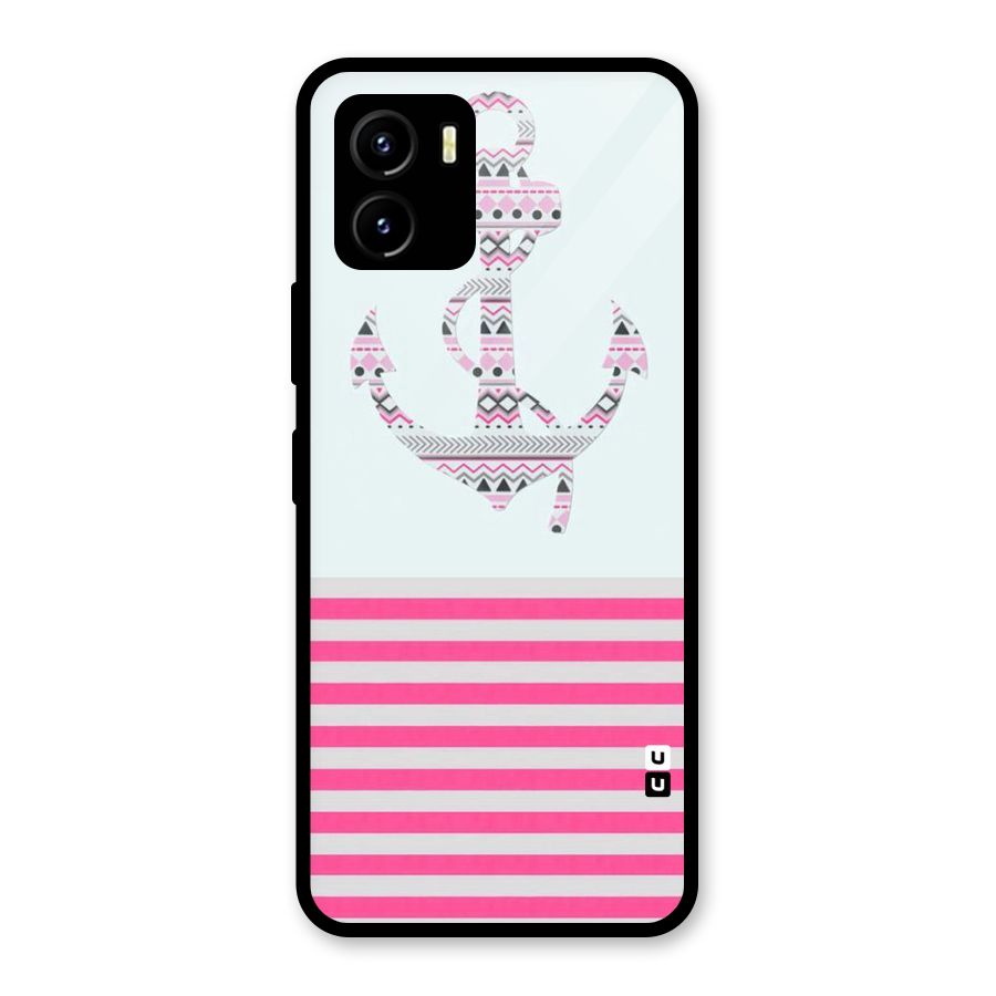 Anchor Design Stripes Glass Back Case for Vivo Y15s