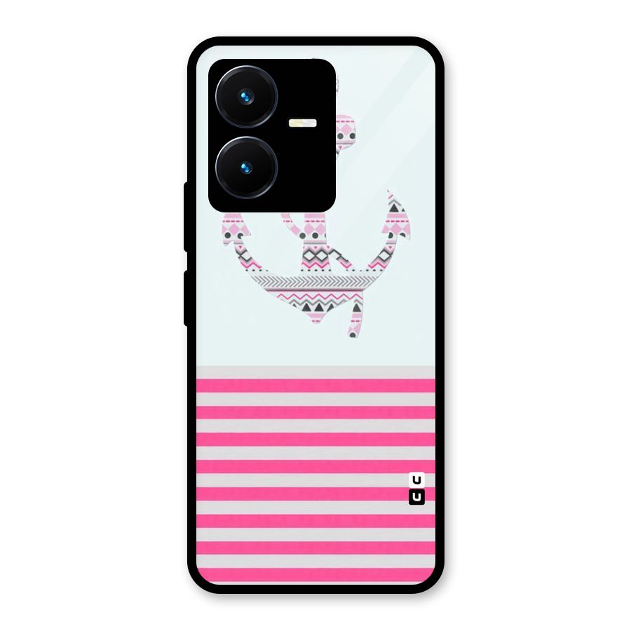 Anchor Design Stripes Glass Back Case for Vivo Y22