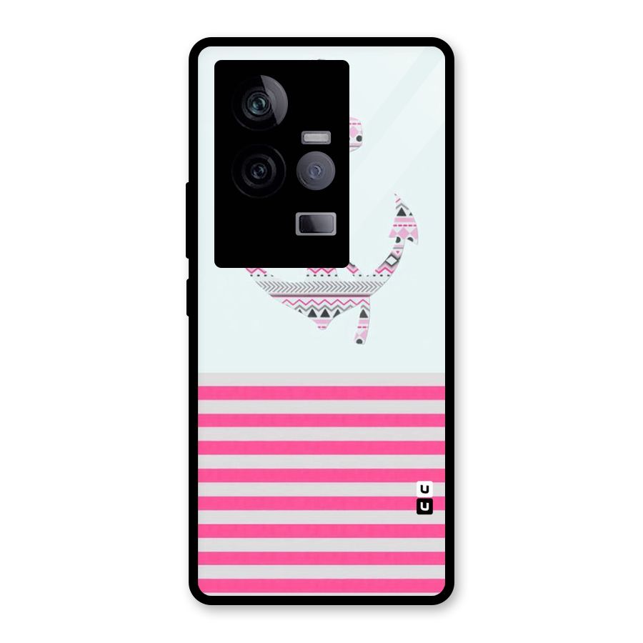 Anchor Design Stripes Glass Back Case for Vivo iQOO 11 5G