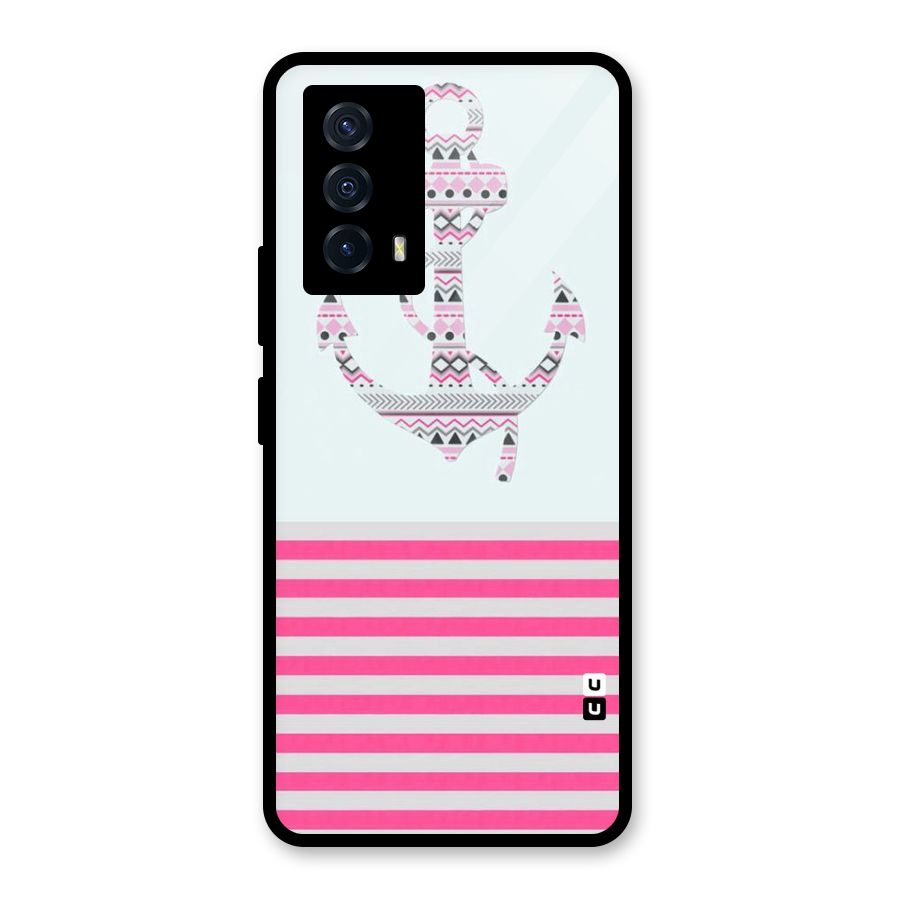 Anchor Design Stripes Glass Back Case for Vivo iQOO Z5
