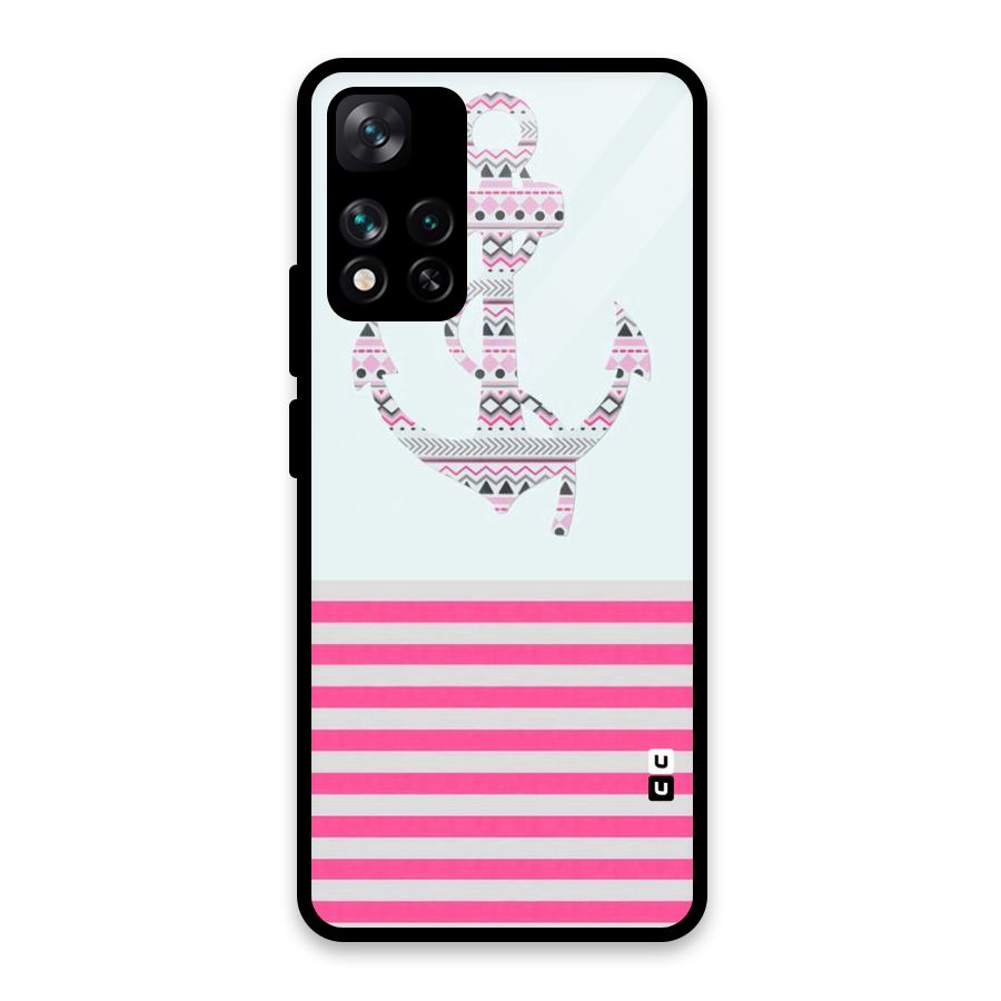 Anchor Design Stripes Glass Back Case for Xiaomi 11i HyperCharge 5G