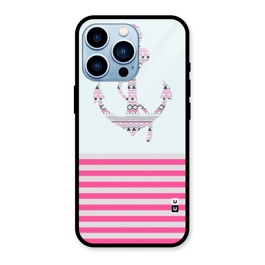 Anchor Design Stripes Glass Back Case for iPhone 13 Pro