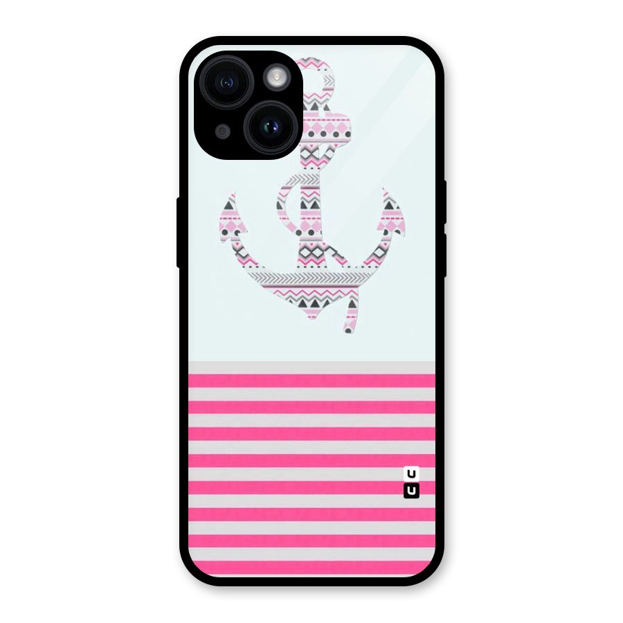 Anchor Design Stripes Glass Back Case for iPhone 14