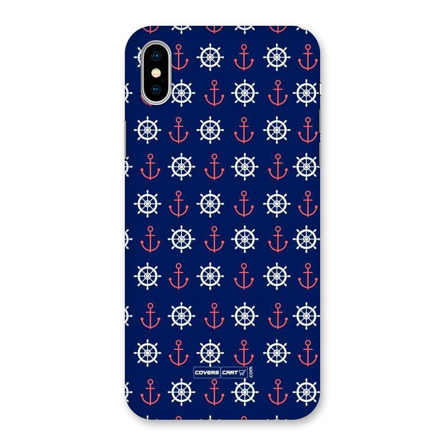 Anchor Pattern Blue Back Case for iPhone XS