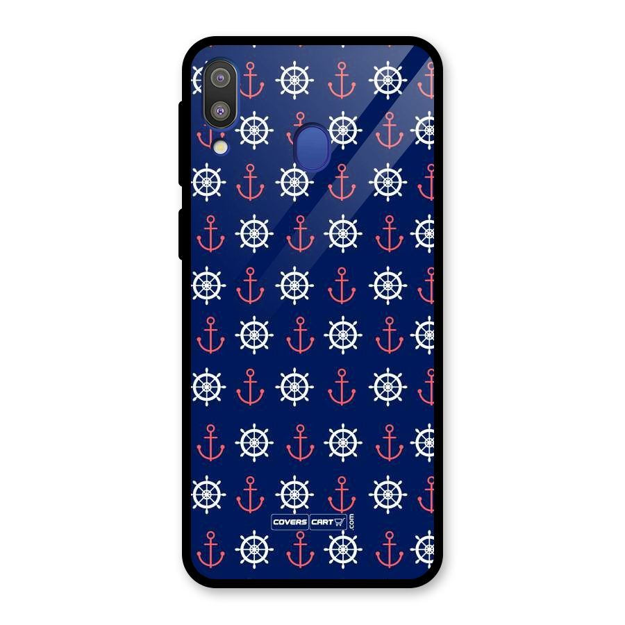 Anchor Pattern Blue Glass Back Case for Galaxy M20