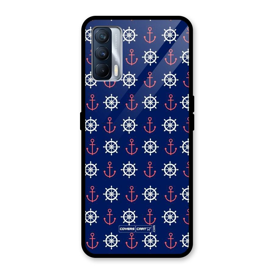 Anchor Pattern Blue Glass Back Case for Realme X7