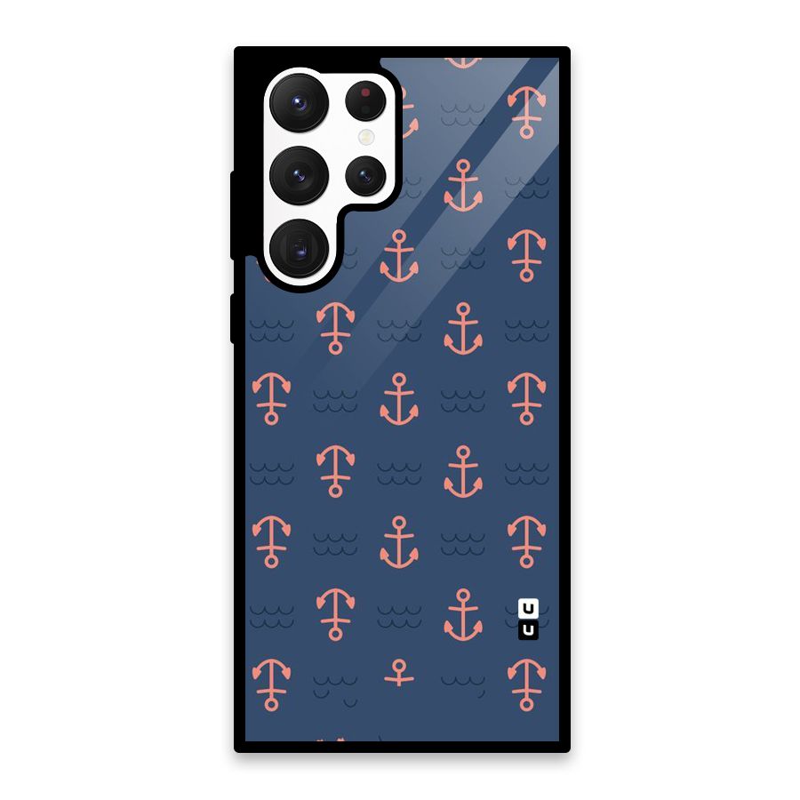 Anchor Sea Blue Glass Back Case for Galaxy S22 Ultra 5G